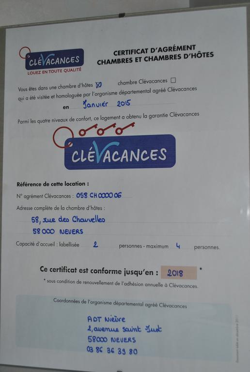 Chambre D'Hotes Le Cadran Des Chauvelles Nevers Luaran gambar